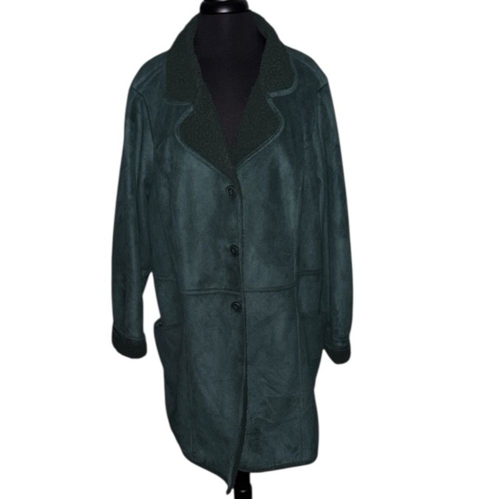 Elegant Dark Green Teddy Jacket, P2P:27.5”, L:35.5”